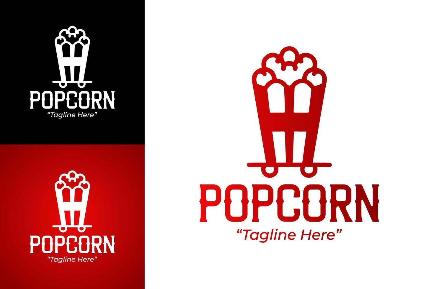 Popcorn Logo Design with Creative Red and White for Food Business Branding vector