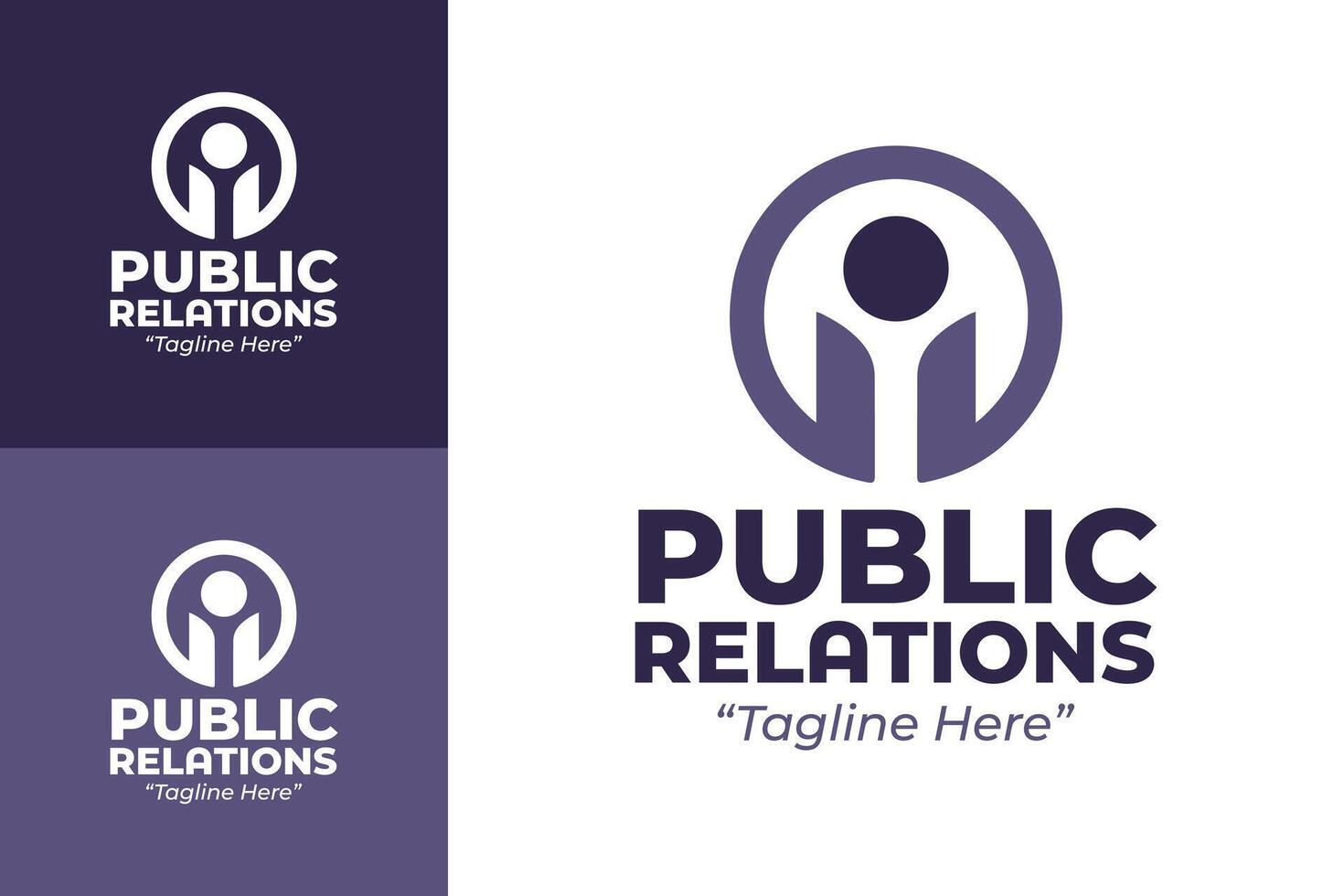 Modern Public Relations Logo with Purple and White Circular Icon for Branding vector