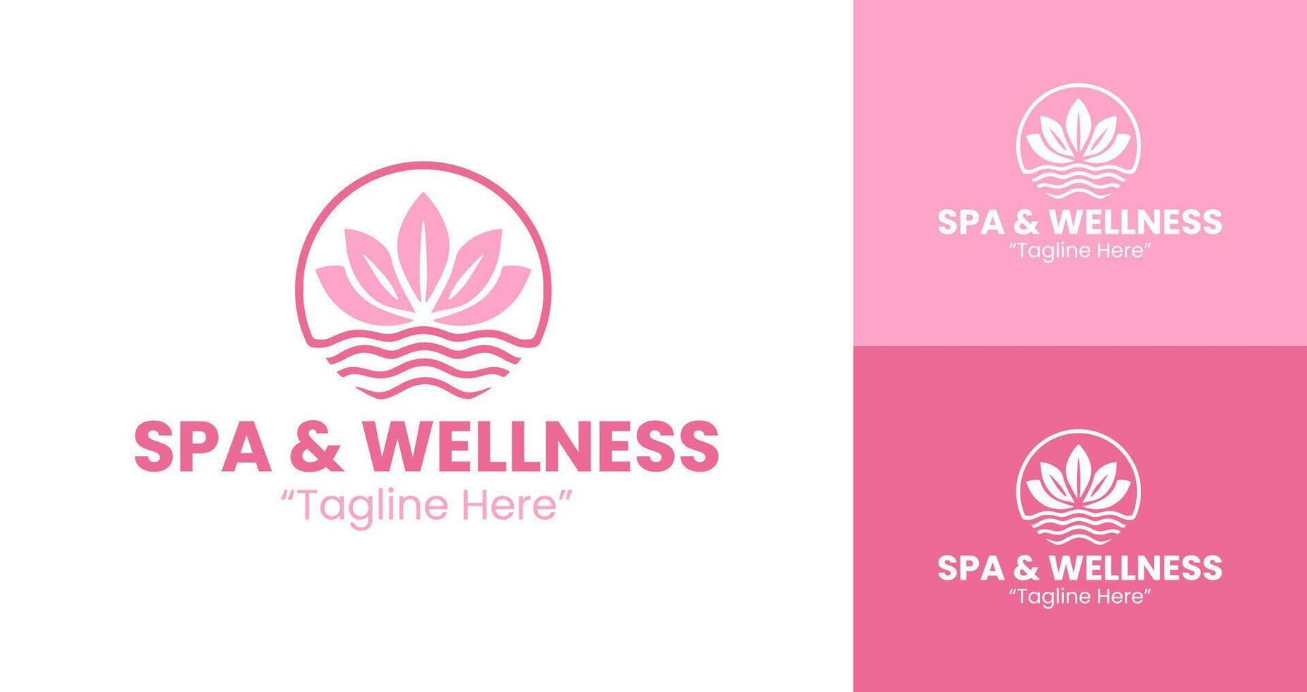 Creative and Simple Pink Lotus Spa Wellness Branding for Health and Beauty vector