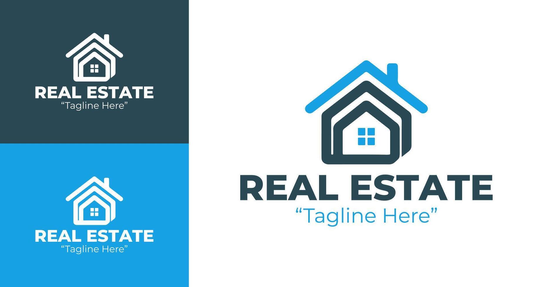 Modern Professional Real Estate Logo Design with Minimalist Style and Blue Accents vector