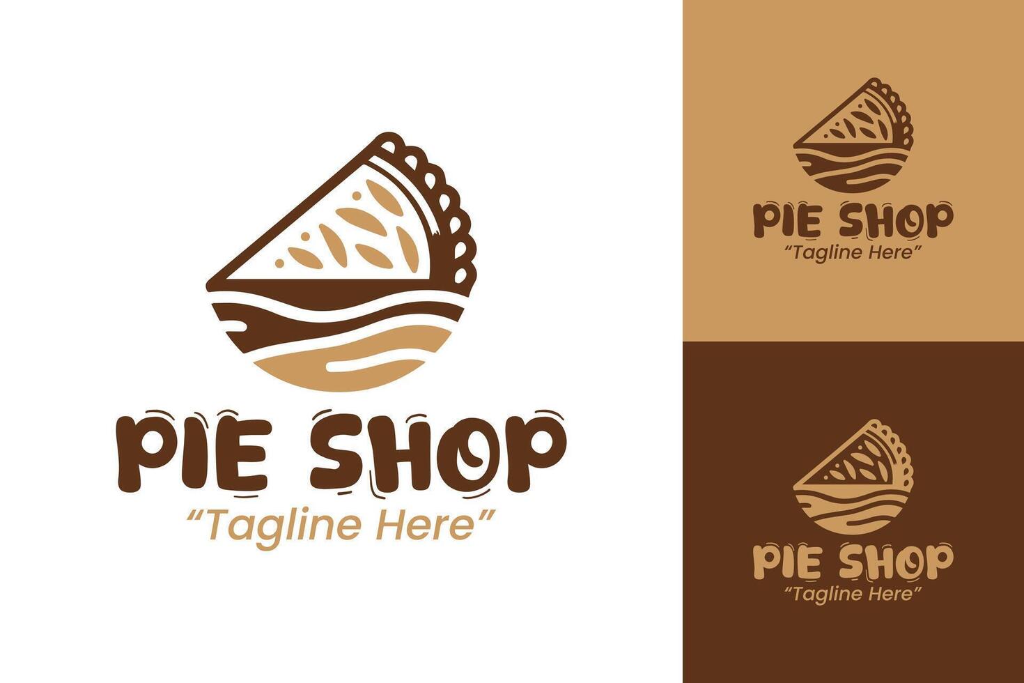 Artistic Pie Shop Logo Design with Minimalist and Professional Touch in Brown and Beige vector