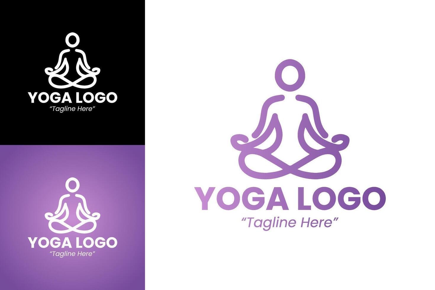 Elegant and Tranquil Yoga Logo with Lotus Flower in Purple vector