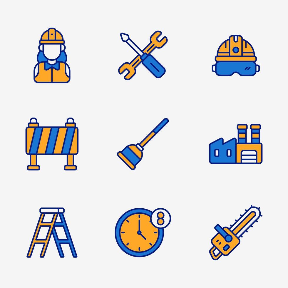 Hard Work Day Icons Labor Day vector