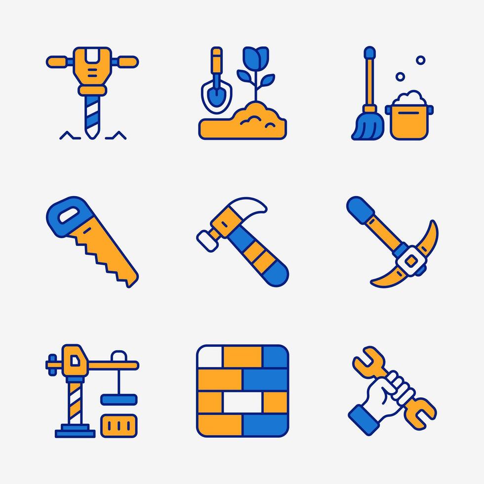 Minimal Labor Day Icons Set vector