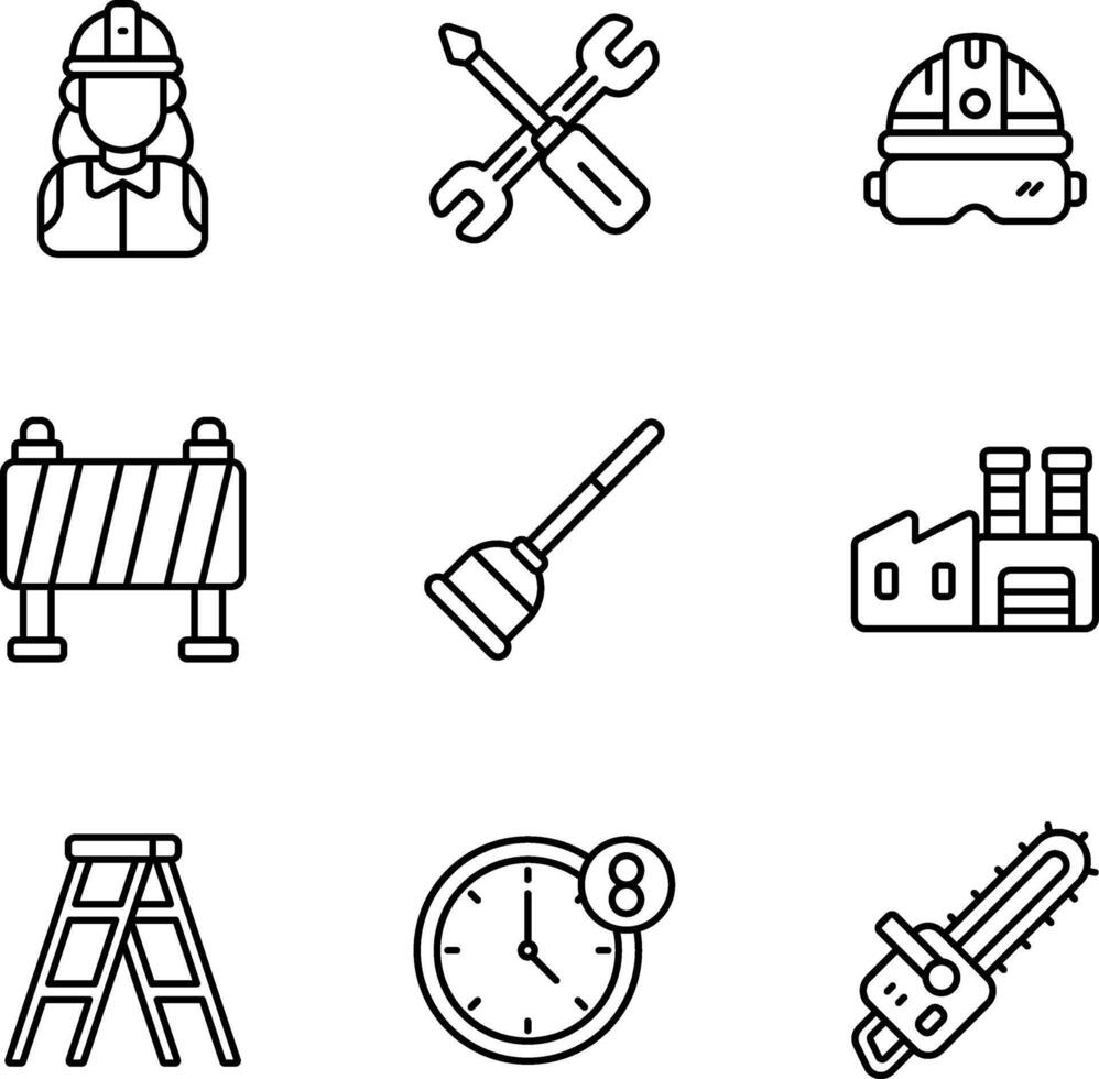 Simple and modern line icons perfect for celebrating Labor Day themes vector