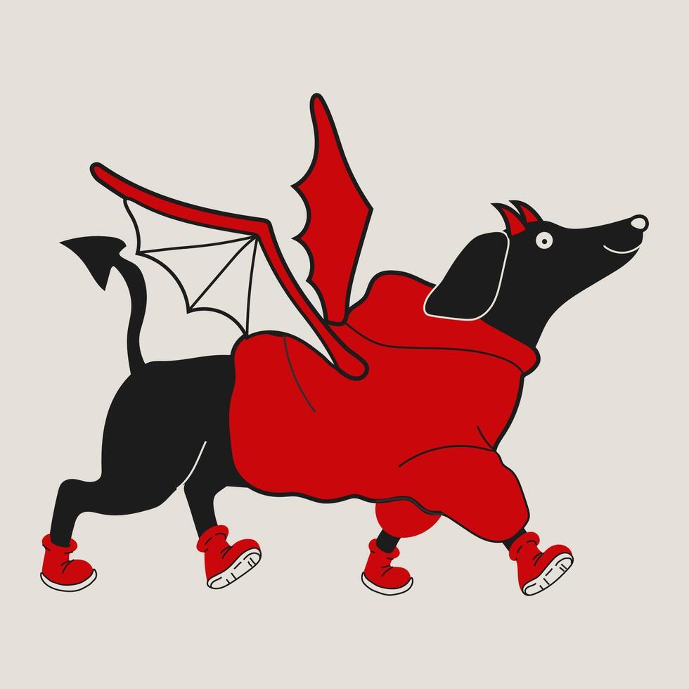 Playful Devil Dachshund. A Fun and Fiery Twist on the Classic Breed vector