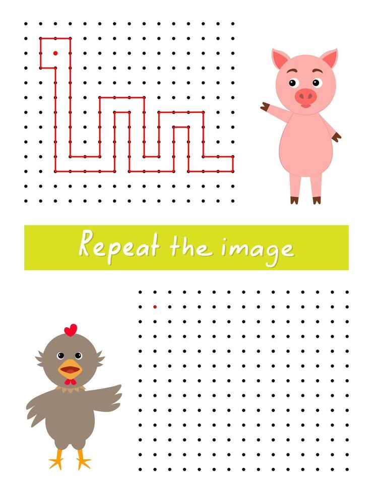 Repeat the image by example, connect dots with straight lines. Draw a worm. vector