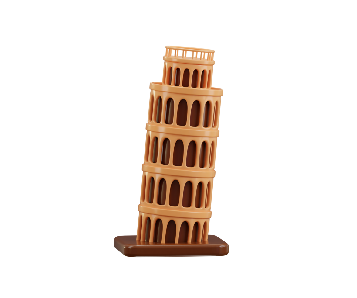 Leaning tower of Pisa 3d render concept of European historical architecture tower of Pisa global landmark illustration png