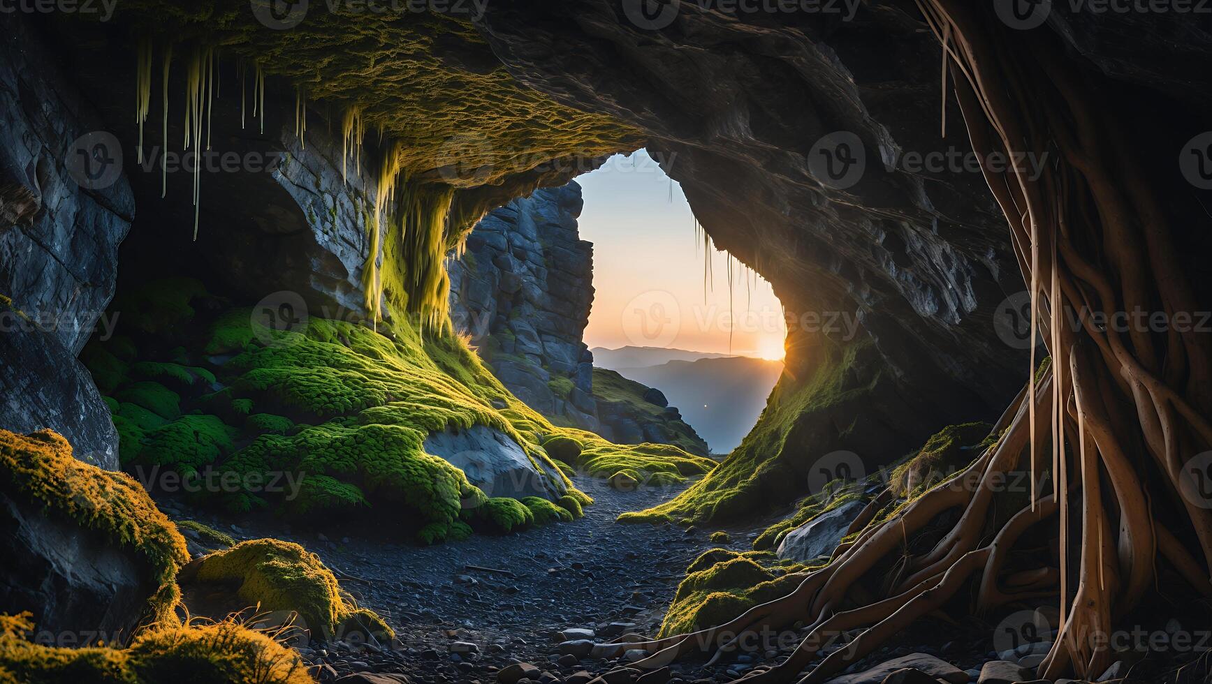 Exploring Mossy Cave at Sunset Offers a Unique Landscape Experience photo