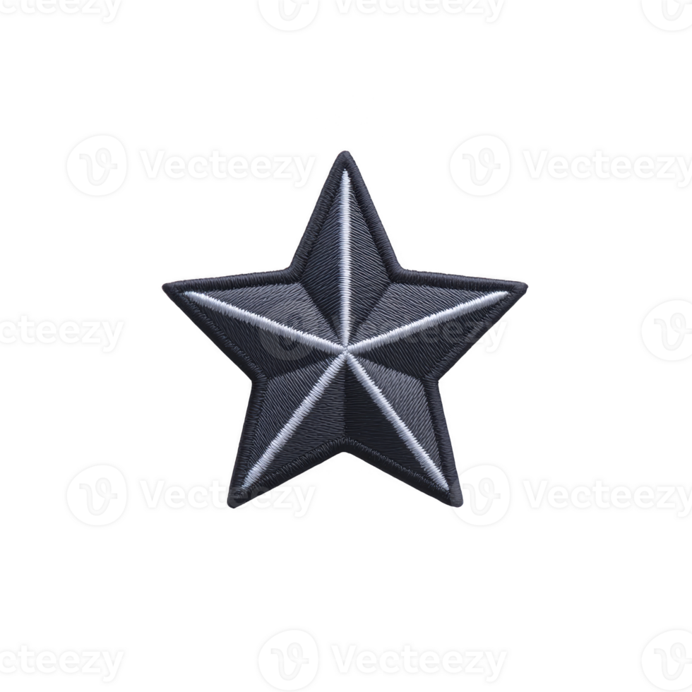 Shiny silver star with three dimensional appearance stands out against transparency background, symbolizing achievement and excellence. metallic texture adds touch of elegance png