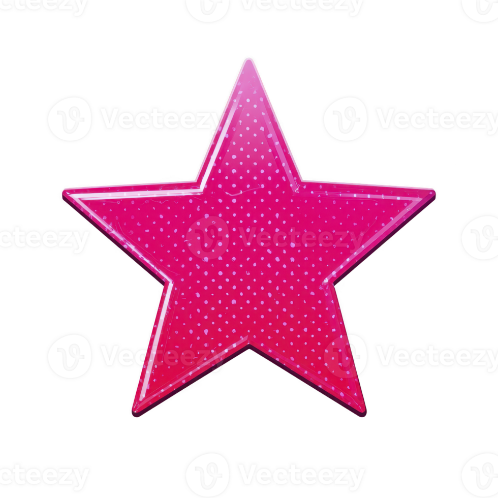 Vibrant pink star with glossy finish and dotted pattern stands out against plain background, evoking sense of fun and creativity png