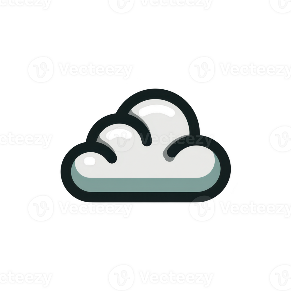 Stylized cloud icon with minimalist design, featuring soft curves and subtle shadow, set against transparent background png
