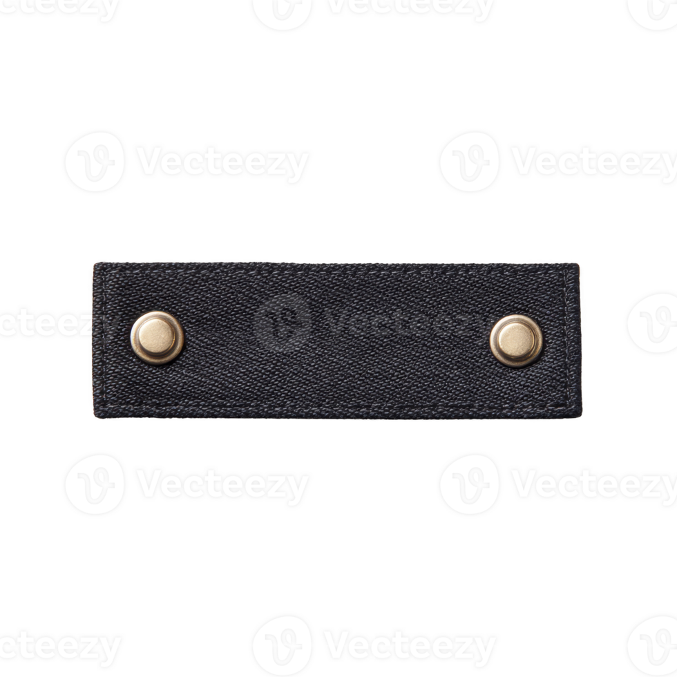 Black leather strap with two gold metal snap buttons is displayed against transparency background, showcasing simple and elegant design png