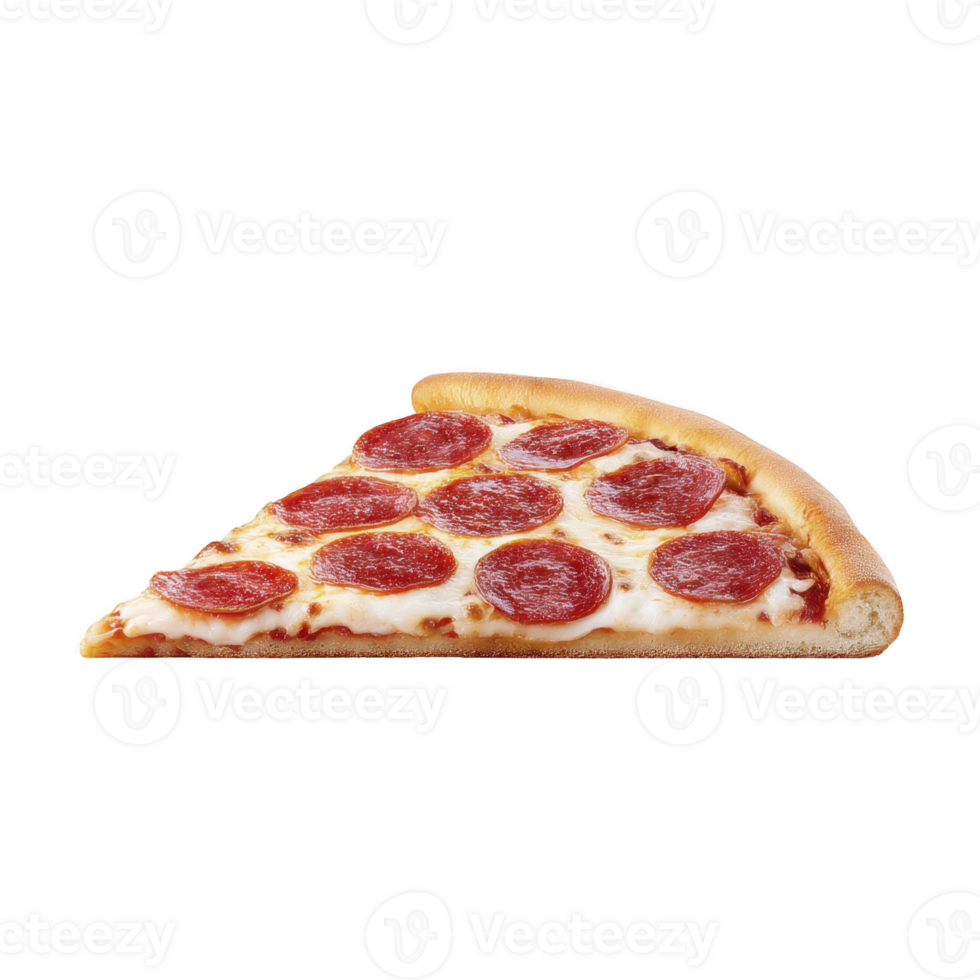 Slice of delicious pepperoni pizza with melted cheese and golden crust, perfect for quick snack or meal. savory aroma and crispy texture make it irresistible png