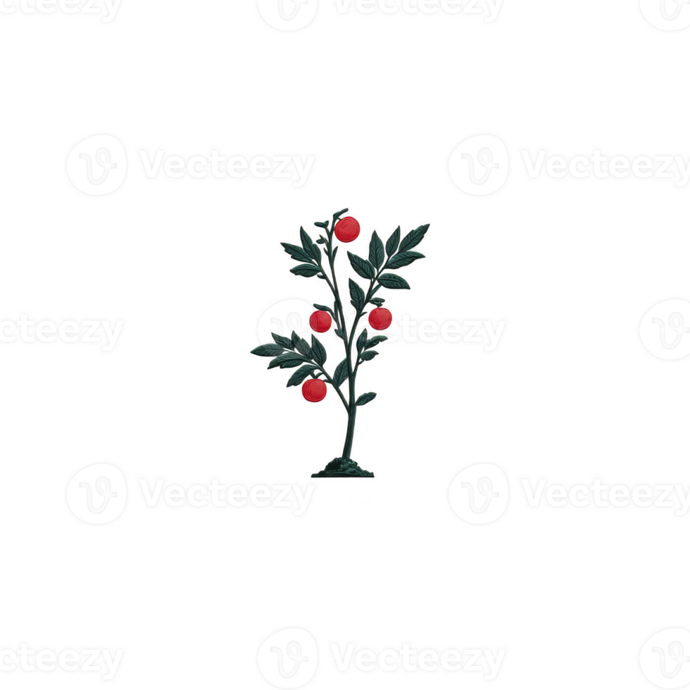 Small decorative pin features green leafy branch with red berries, resembling festive holiday design. pin is simple yet elegant, suitable for accessorizing clothing or bags png