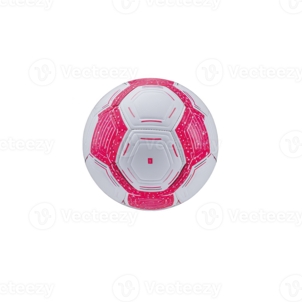 White and pink soccer ball with modern design is isolated on plain background, showcasing its vibrant colors and geometric patterns png