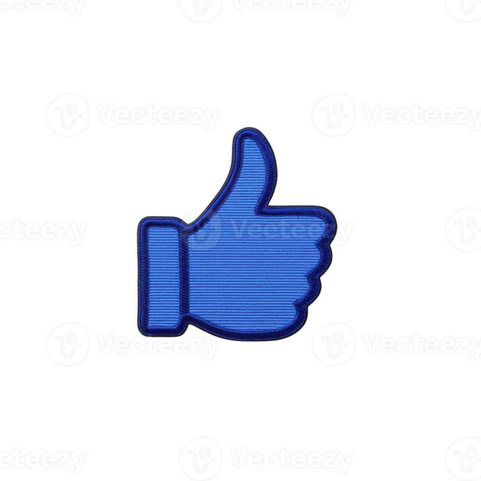 Blue thumbs up symbol with textured design, representing approval or agreement, isolated on transparency background png