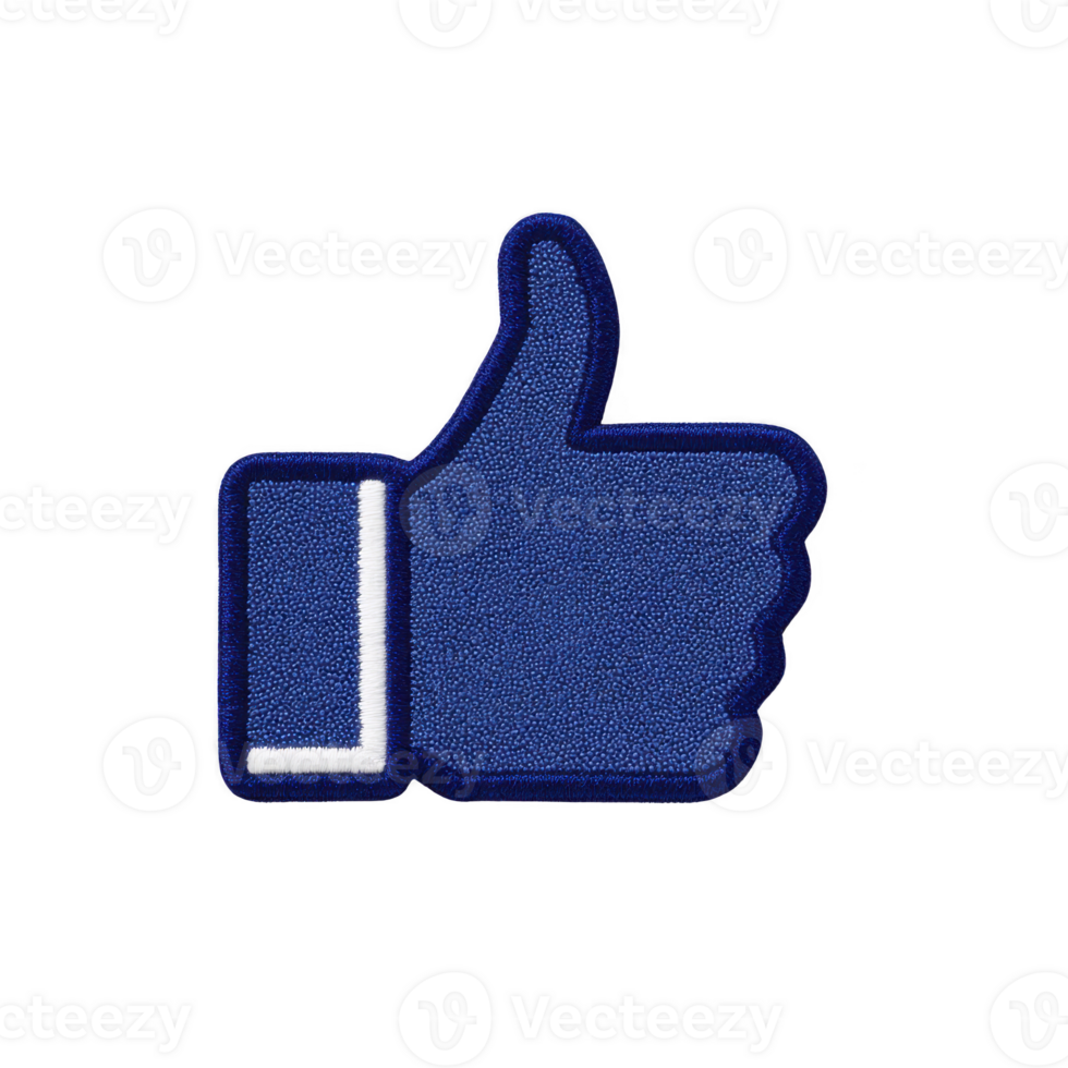 Blue thumbs up symbol with textured appearance, representing approval or agreement, is shown on transparent background. design is simple and iconic, often used in digital communication png