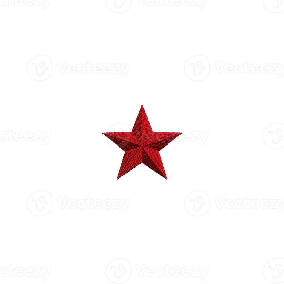 Vibrant red star with textured surface stands out against plain transparency background, symbolizing boldness and simplicity. star five pointed shape is classic and eye catching png