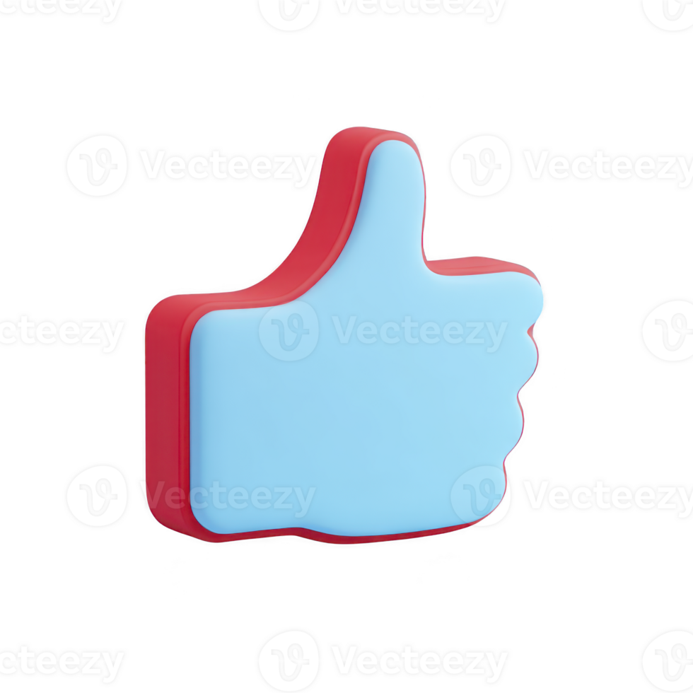 3D illustration of blue thumbs up icon with red outline, symbolizing approval or agreement. design is simple and modern, often used in digital communication to express positivity png