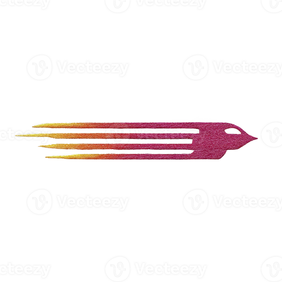 This features stylized, abstract design of fish with elongated fins, resembling flames. colors transition from red to yellow, creating dynamic and vibrant appearance. background is transparent png