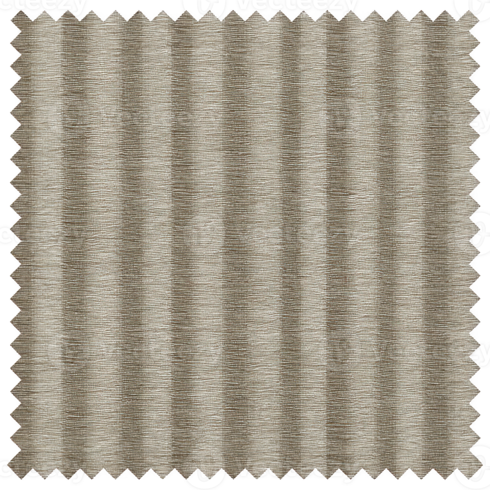Beige fabric swatch with textured, pleated pattern and zigzag edges, ideal for upholstery or interior design projects. material appears durable and stylish png