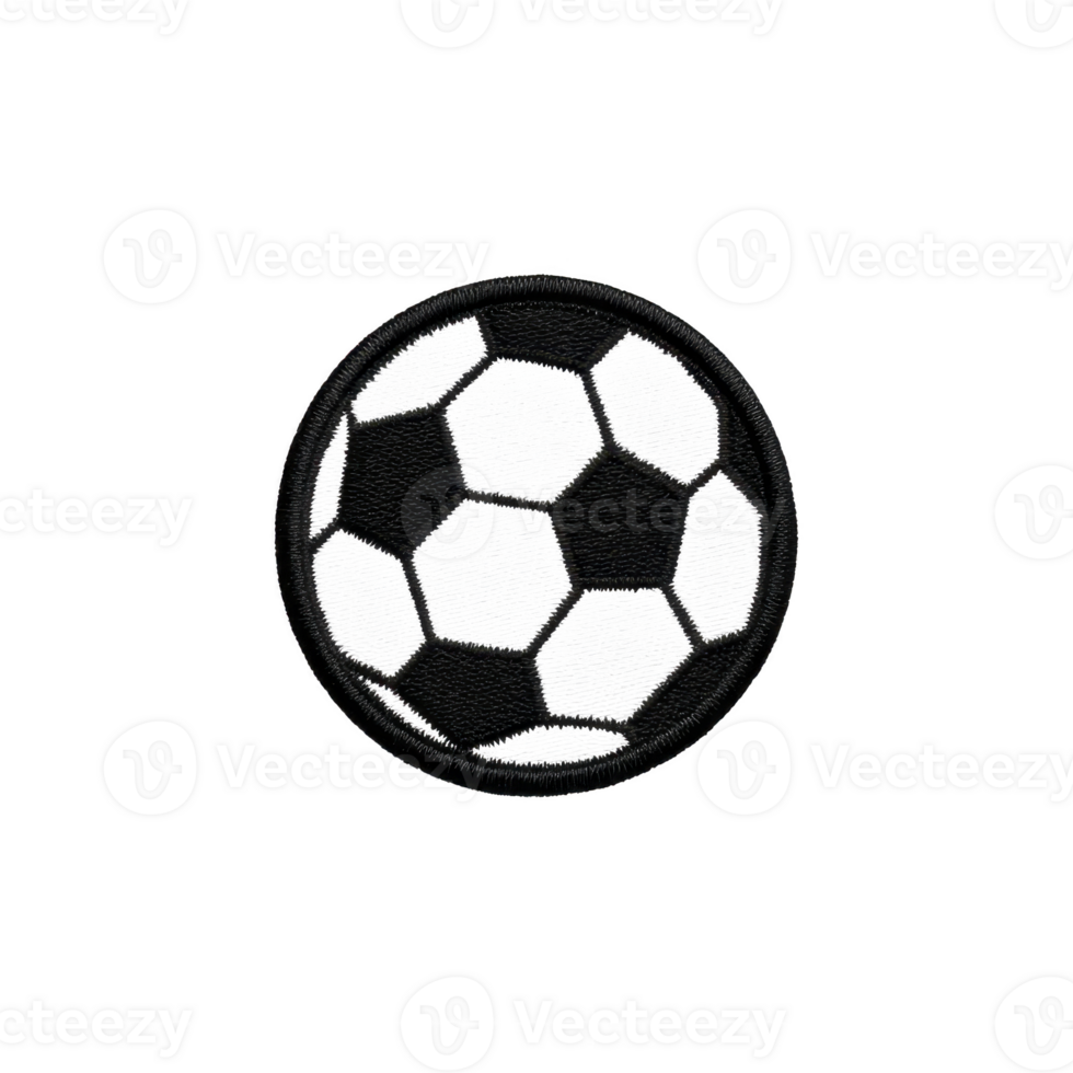 Classic black and white soccer ball with hexagonal pattern, isolated on transparency background, symbolizing sports and recreation png