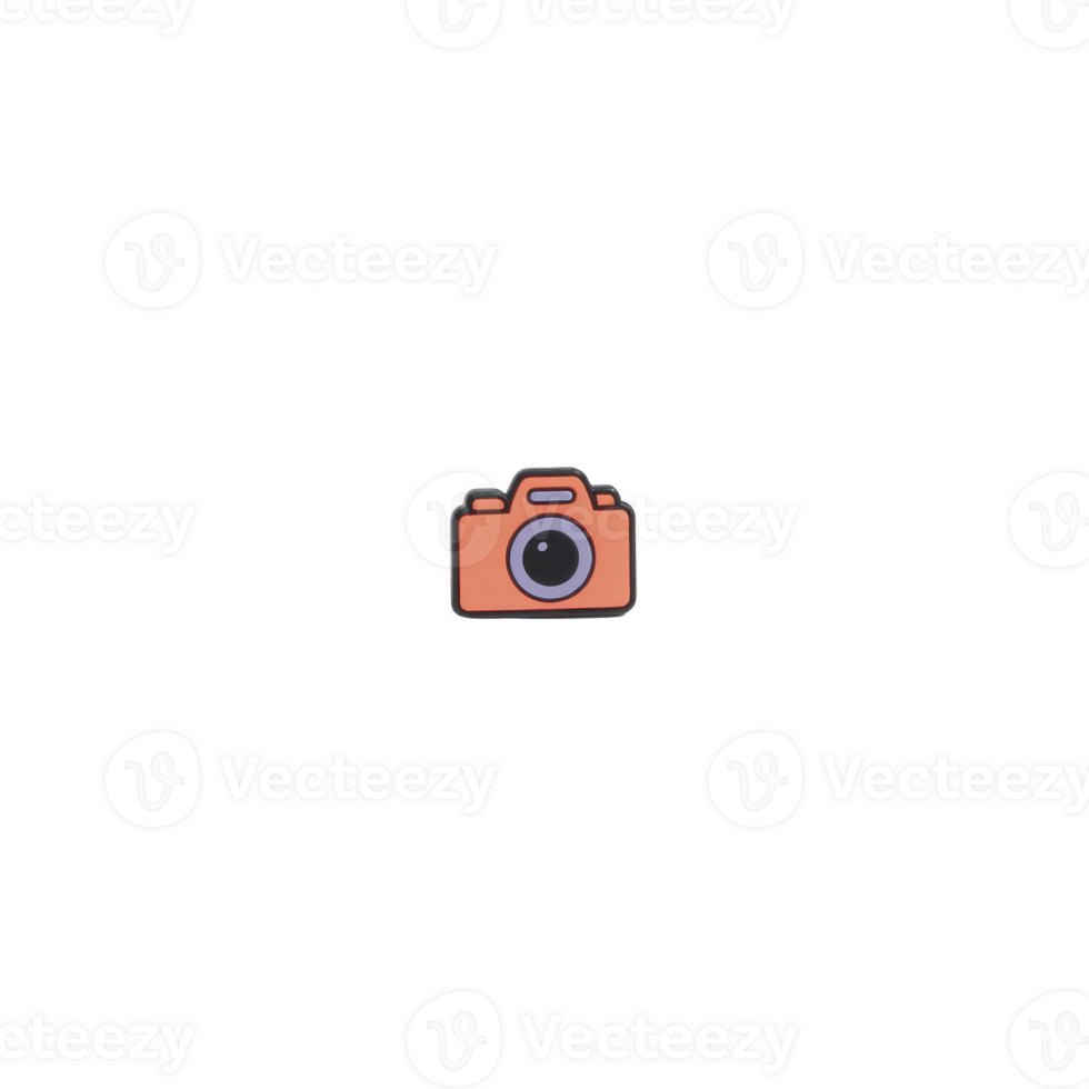 Orange camera icon with simple design is centered on transparency background, symbolizing photography and creativity. minimalistic style adds modern touch png
