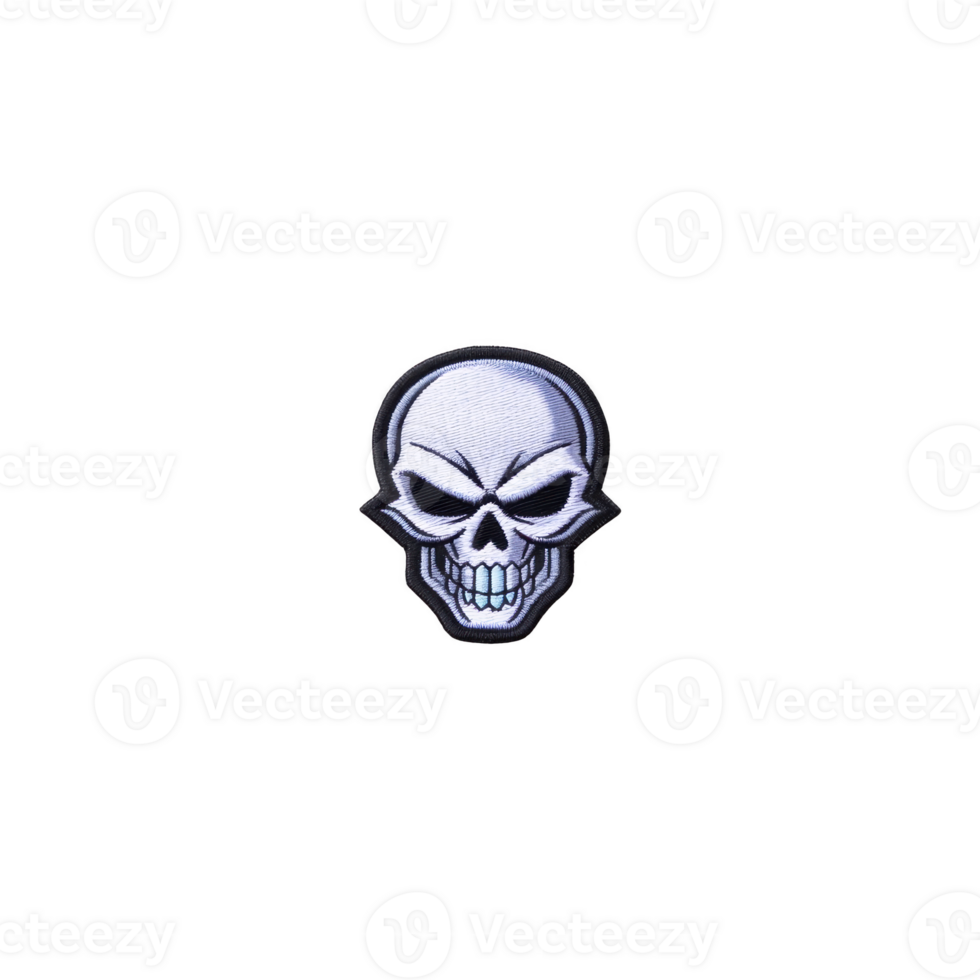Menacing skull illustration with sharp features and sinister grin, set against plain background. design is bold and striking, perfect for use in edgy or gothic themed projects png