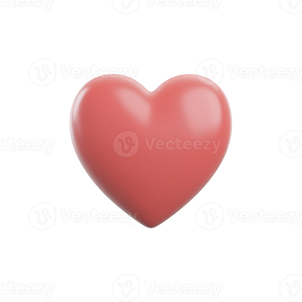 Shiny pink heart symbol with smooth surface, representing love and affection. heart is centered on plain background, emphasizing its glossy texture and vibrant color png