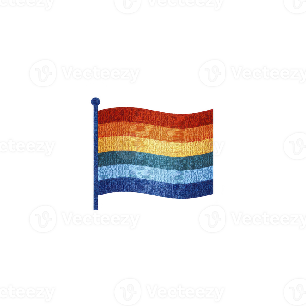 This features flag with horizontal stripes in shades of red, orange, yellow, and blue, symbolizing inclusivity and diversity. flag waves gently, conveying sense of unity and pride png