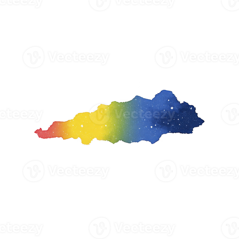 Vibrant watercolor splash blends red, yellow, and blue hues, creating dynamic gradient with textured, artistic feel. abstract design evokes creativity and imagination png
