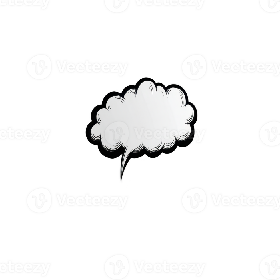 White speech bubble with cloud like design on transparent background, often used in comics or graphic design to convey dialogue or thoughts png