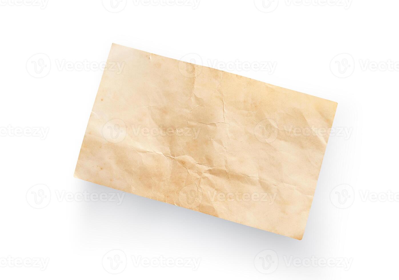 Old paper sheet background. Grunge vintage paper texture isolated on white background with clipping path. Close up. photo