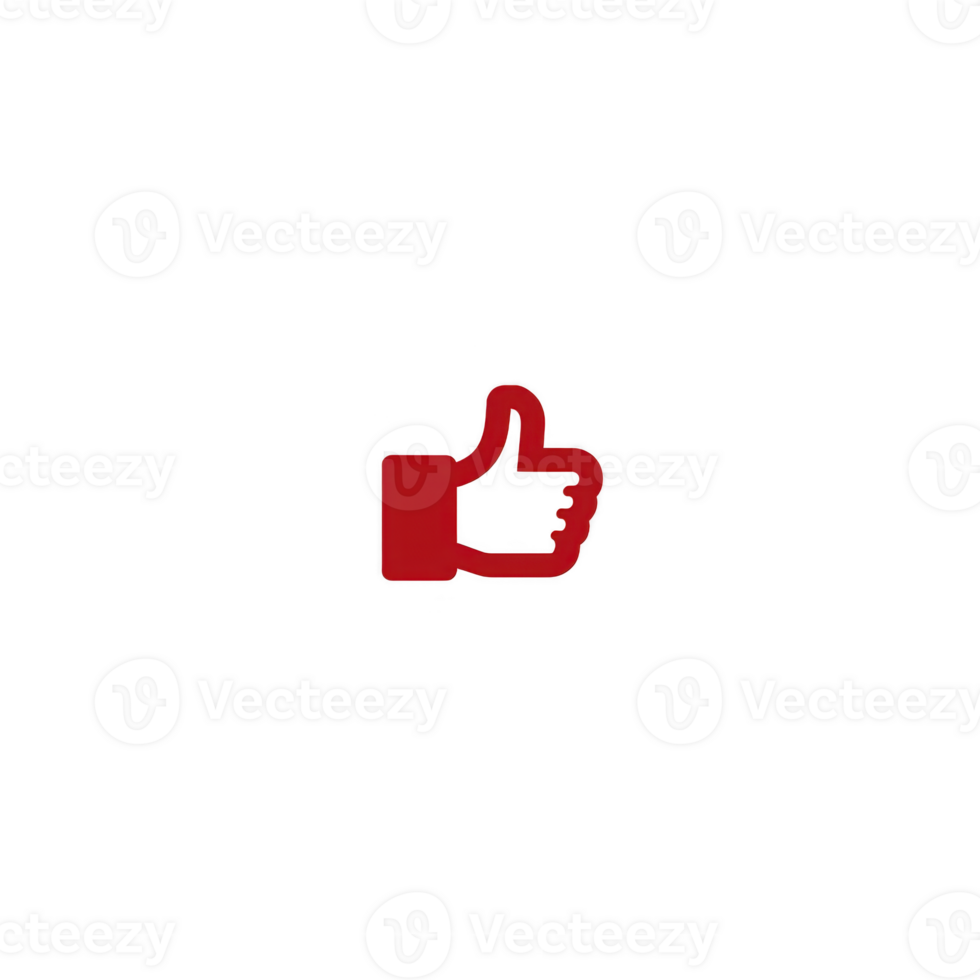 Red thumbs up icon on transparency background symbolizes approval or agreement. simple design conveys positivity and endorsement effectively png