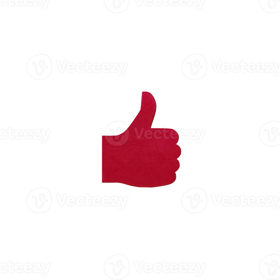 Red thumbs up icon on transparent background symbolizes approval or agreement. simple design is often used in digital communication to express positivity or endorsement png