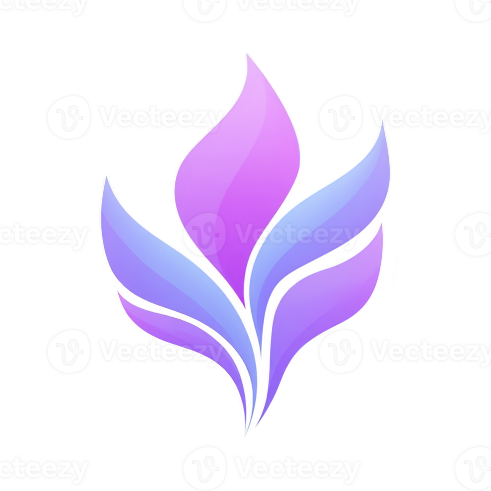 Vibrant, abstract logo design featuring purple and blue gradient flames, symbolizing creativity and innovation. smooth, flowing lines create sense of movement and energy png