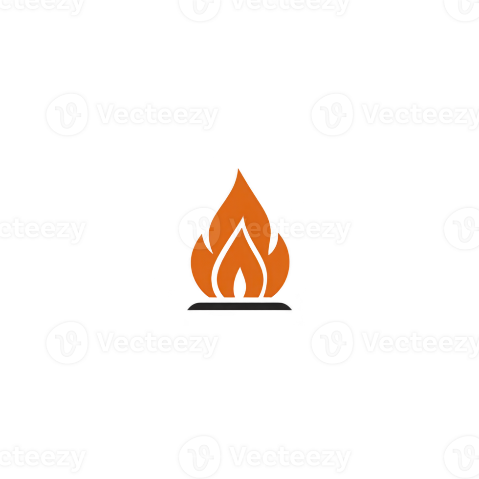 Simple orange flame icon on transparency background, symbolizing fire or heat. design is minimalistic and can represent warmth, energy, or campfire png