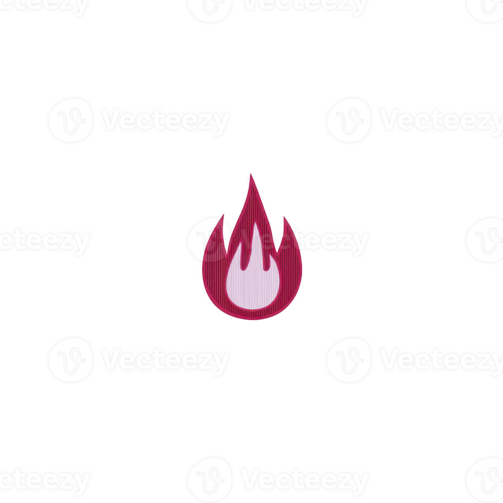 Stylized red flame icon with white center on transparency background, symbolizing heat or energy. design is simple and modern, conveying sense of warmth and intensity png