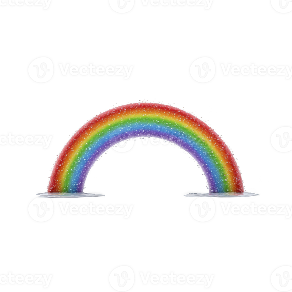 Vibrant rainbow arches across clear sky, displaying spectrum of colors from red to violet, with sparkling effect that adds magical touch png