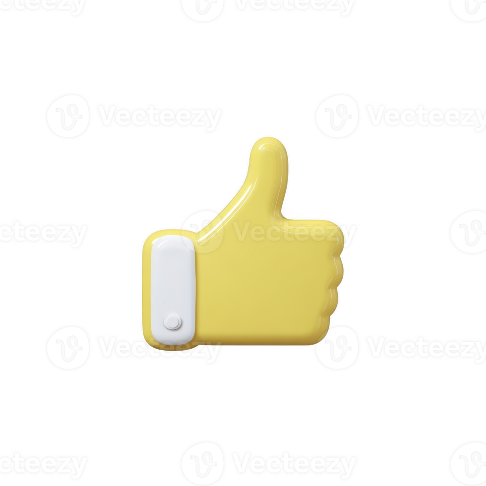 3D yellow thumbs up icon with white button detail, symbolizing approval or agreement. design is simple and modern, often used in digital communication to express positivity png