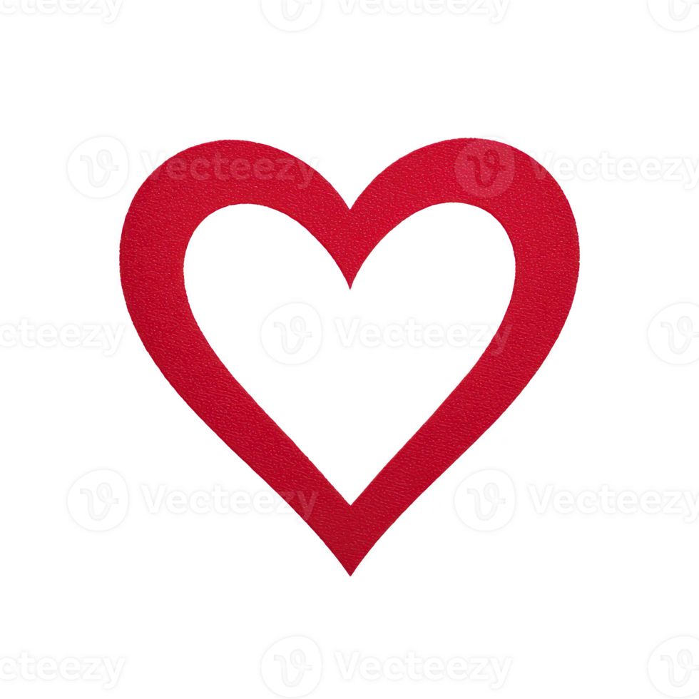Red heart shape with simple, bold design on transparent background, symbolizing love and affection. heart is centered and stands out against clear backdrop png