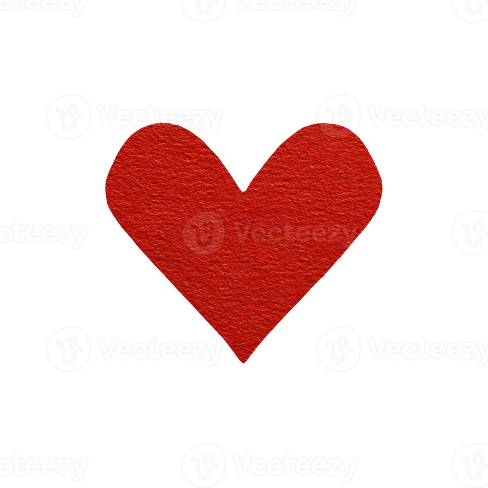 Red textured heart shape on transparency background, symbolizing love and affection. simple design and vibrant color make it ideal for romantic themes or Valentine Day png