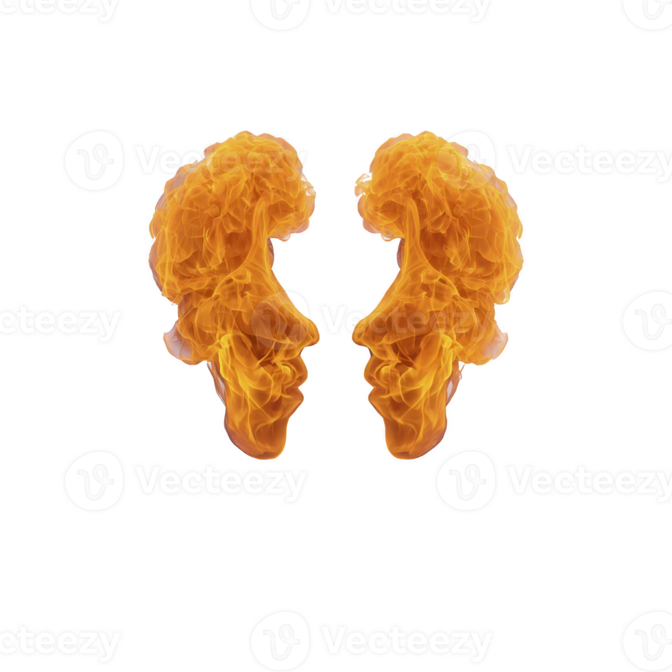 Two fiery profiles face each other, formed by vibrant orange flames against transparency background, creating dramatic and intense visual effect png