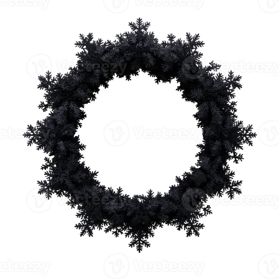 Delicate, intricate snowflake wreath with circular design, perfect for winter decorations and festive occasions. symmetrical pattern adds elegance and charm to any seasonal setting png