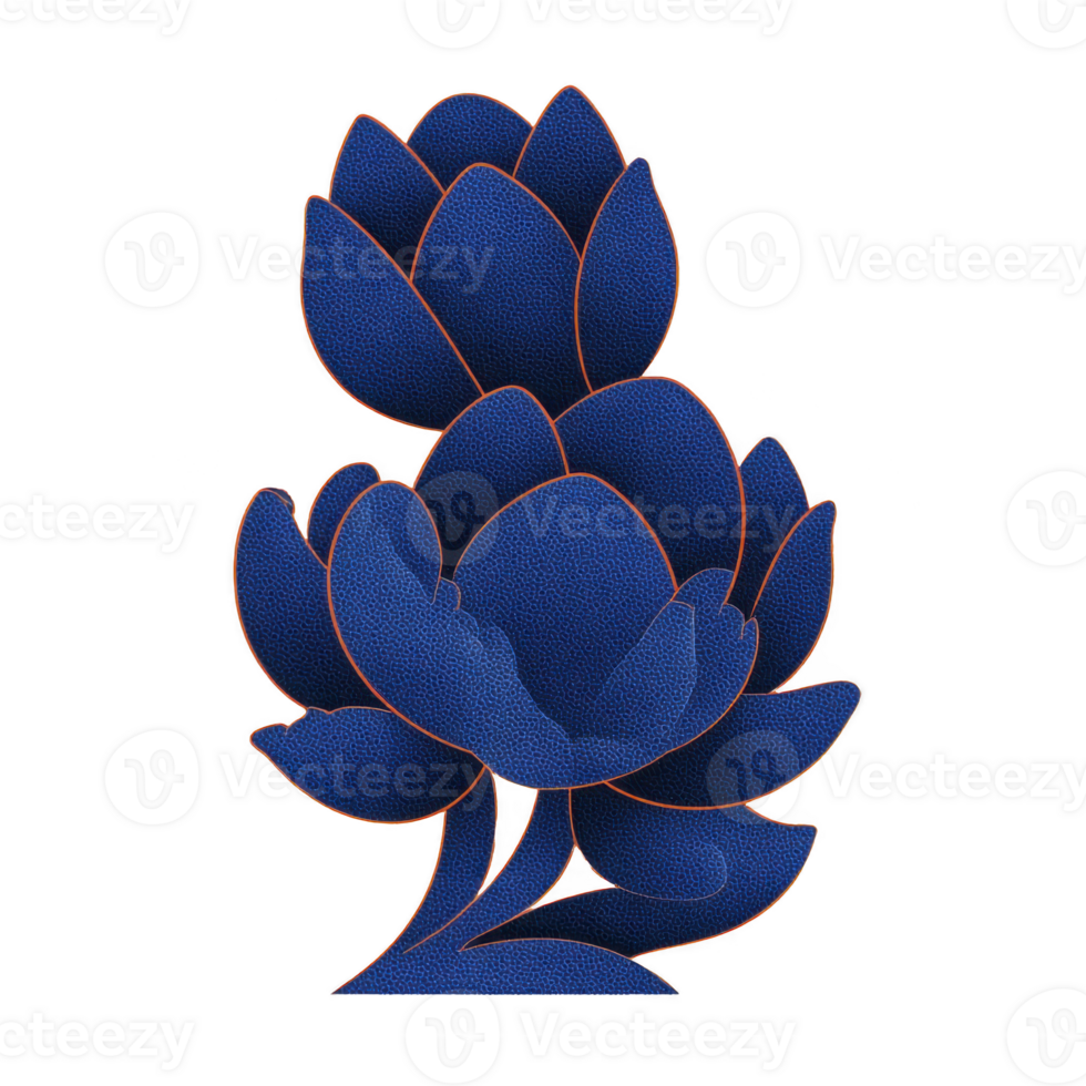 Vibrant blue lotus flower with intricate petal details and textured appearance, creating striking and elegant design. flower layered petals add depth and beauty png