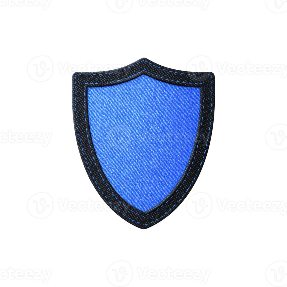 Blue shield emblem with black border, symbolizing protection and security. design is simple and bold, often used in digital security contexts or as badge icon png