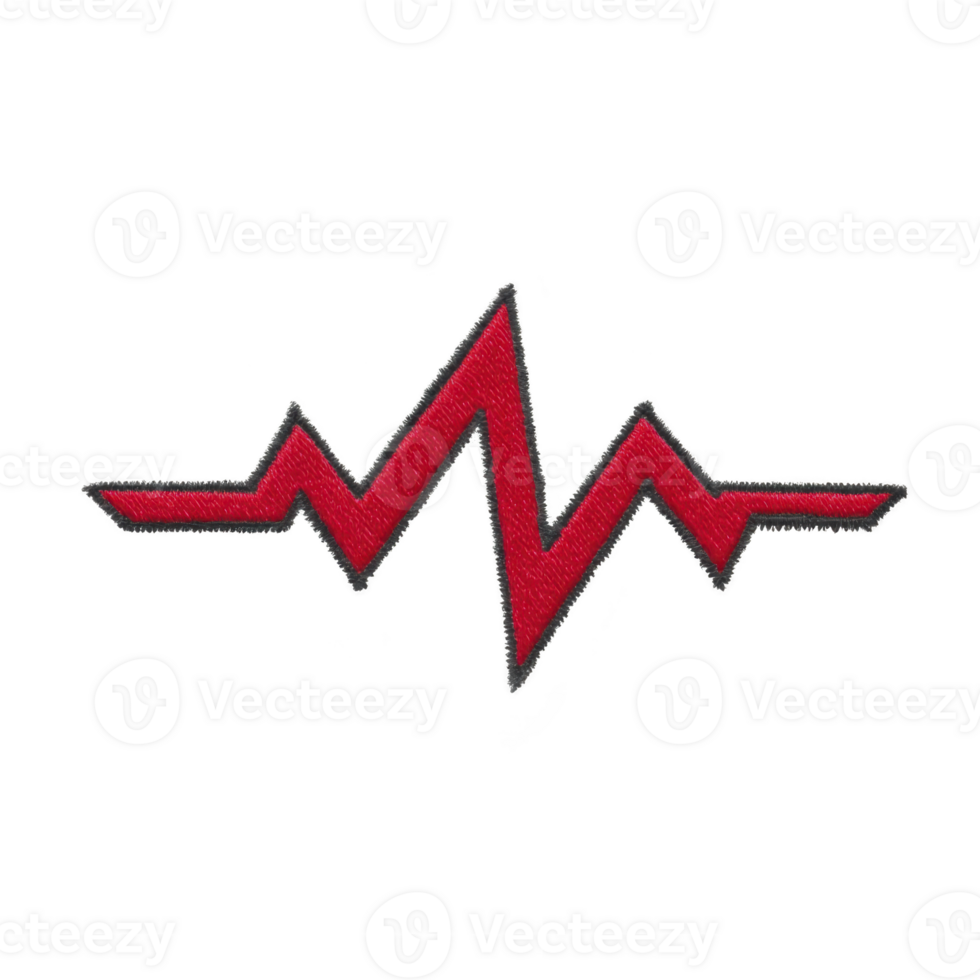Red zigzag line resembling heartbeat or pulse symbol on transparency background, conveying energy and vitality. design is simple and bold, with modern aesthetic png