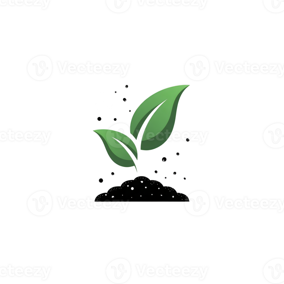 Small green plant with two leaves emerges from soil, symbolizing growth and new beginnings. simple illustration conveys sense of hope and renewal png