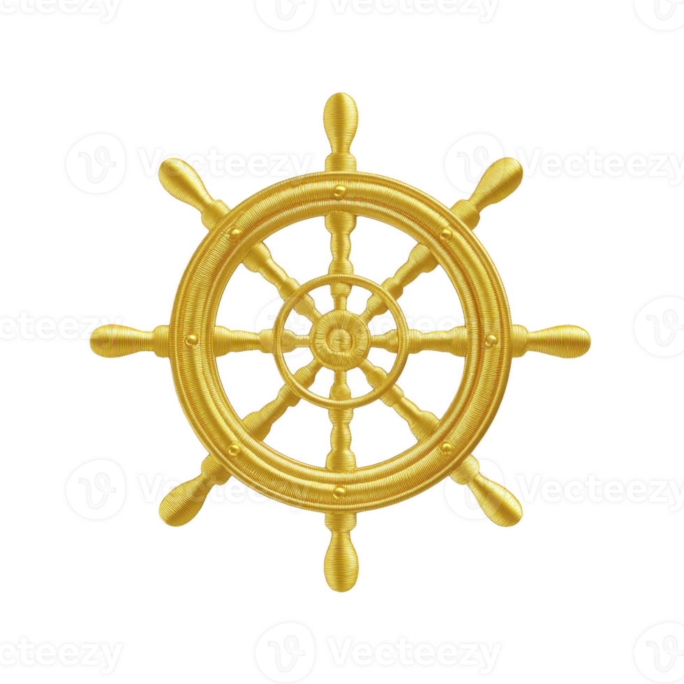 Golden ship wheel with intricate details symbolizes navigation and adventure, often associated with maritime themes and leadership png